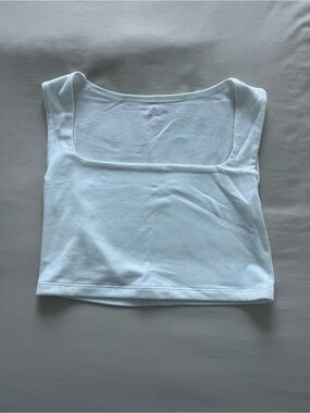 White Square-Neck Crop Tank Top